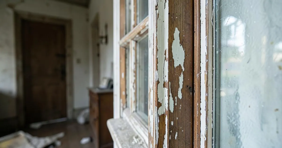 Peinture ancienne écaillée dans un logement à Reims
