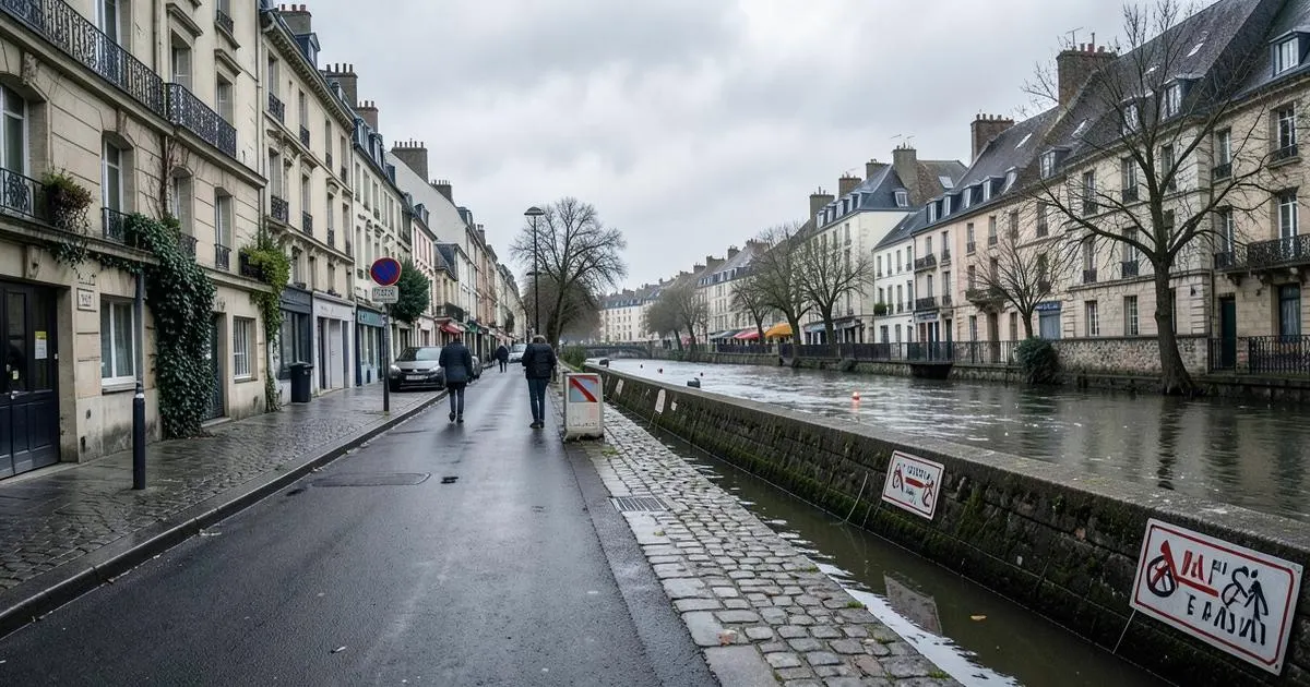 Quais et rue exposés au risque d’inondation à Reims